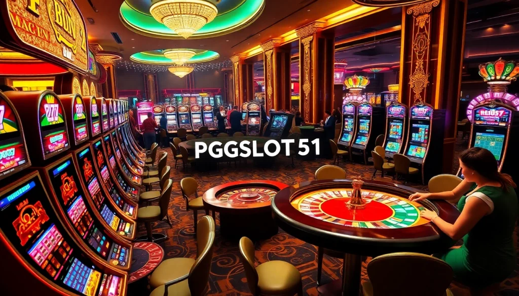 Players are winning big at PGSLOT51, enjoying the thrill of vibrant slot machines and table games in a luxurious casino setting.